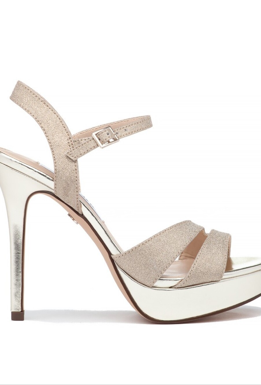 Nina Champagne Glitter Strappy Platform Sandal, Size 7